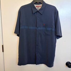 Quiksilver Men Short Sleeve Gray Blue Button-Up Shirt Streetwear VTG 90s Y2K